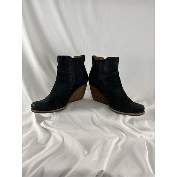 Kork-Ease Black Suede Wedge Heeled Boots Women's Size 8.5 - Picture 7 of 11